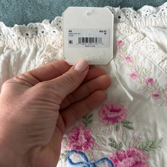 Altar'd State Ivory Floral Embroidered Crop Top - Picture 5 of 6